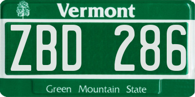 VT license plate ZBD286