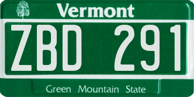 VT license plate ZBD291