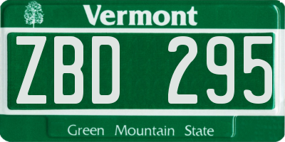 VT license plate ZBD295