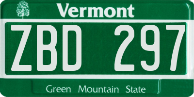 VT license plate ZBD297