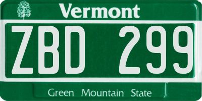 VT license plate ZBD299