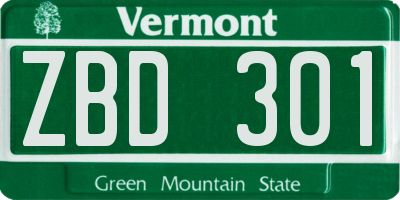 VT license plate ZBD301