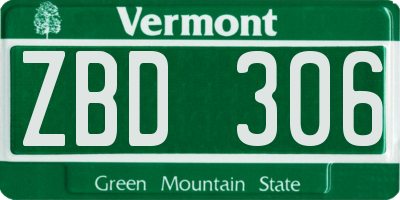 VT license plate ZBD306