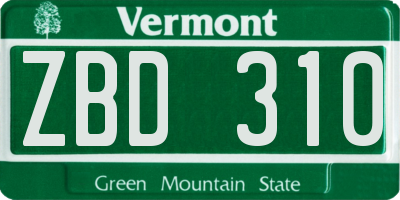 VT license plate ZBD310