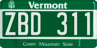 VT license plate ZBD311