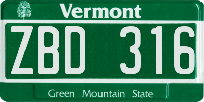 VT license plate ZBD316