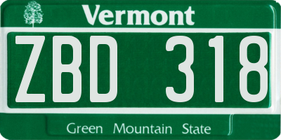 VT license plate ZBD318