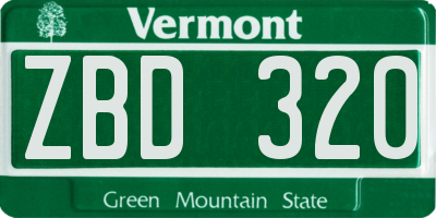 VT license plate ZBD320