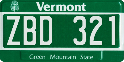 VT license plate ZBD321