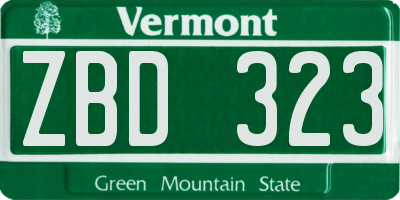 VT license plate ZBD323