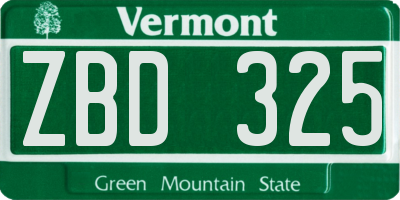 VT license plate ZBD325