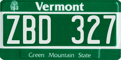 VT license plate ZBD327
