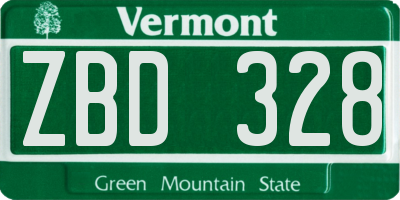 VT license plate ZBD328