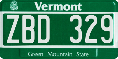 VT license plate ZBD329