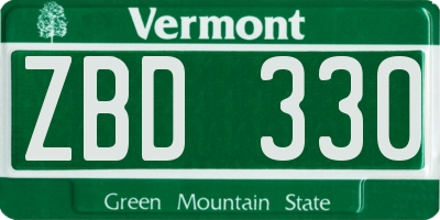 VT license plate ZBD330