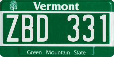 VT license plate ZBD331