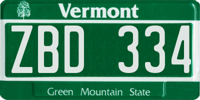 VT license plate ZBD334