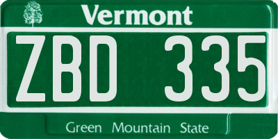 VT license plate ZBD335