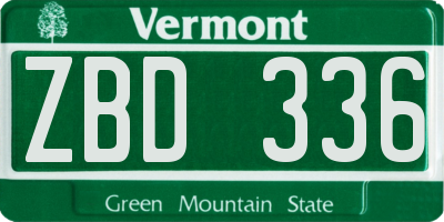 VT license plate ZBD336
