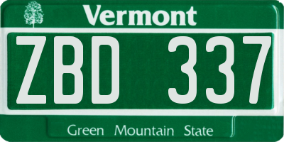 VT license plate ZBD337