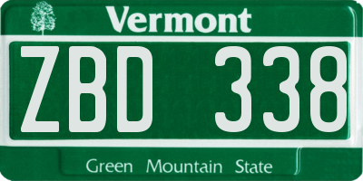 VT license plate ZBD338