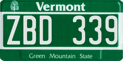 VT license plate ZBD339