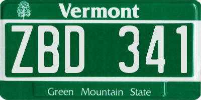 VT license plate ZBD341