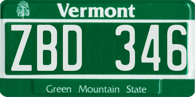 VT license plate ZBD346