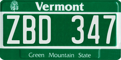 VT license plate ZBD347