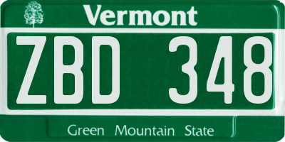 VT license plate ZBD348