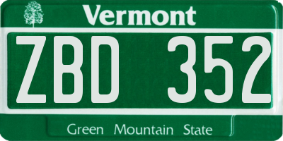 VT license plate ZBD352