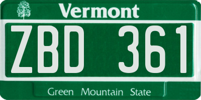 VT license plate ZBD361