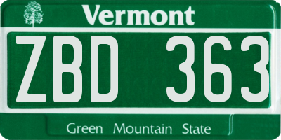 VT license plate ZBD363