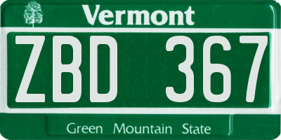 VT license plate ZBD367