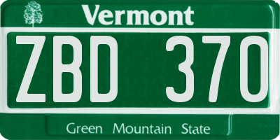 VT license plate ZBD370
