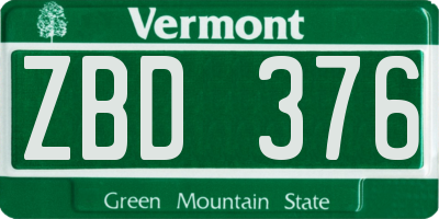 VT license plate ZBD376