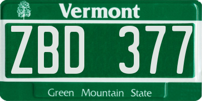 VT license plate ZBD377