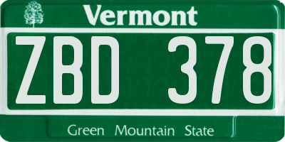 VT license plate ZBD378