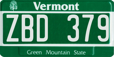VT license plate ZBD379