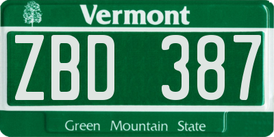 VT license plate ZBD387