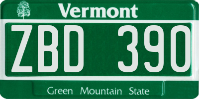 VT license plate ZBD390