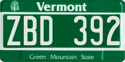 VT license plate ZBD392
