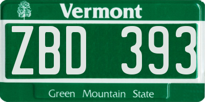 VT license plate ZBD393