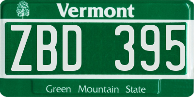 VT license plate ZBD395