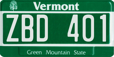 VT license plate ZBD401