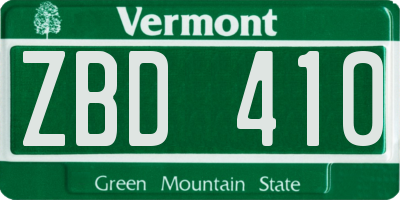 VT license plate ZBD410