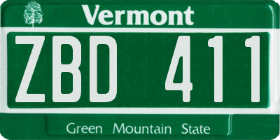 VT license plate ZBD411