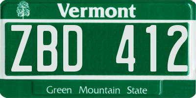 VT license plate ZBD412