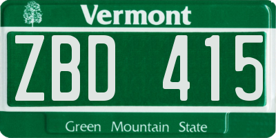 VT license plate ZBD415