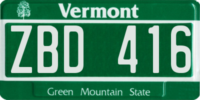 VT license plate ZBD416